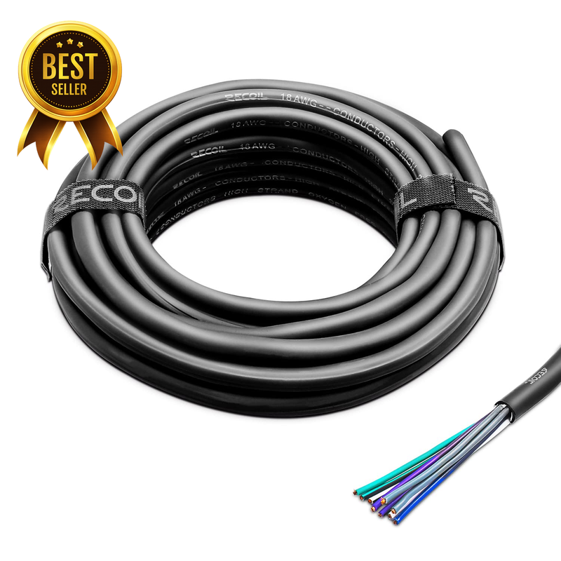 20-Feet 9-Conductor Speaker Cable 18AWG CCA Easy Peel Jacket Car