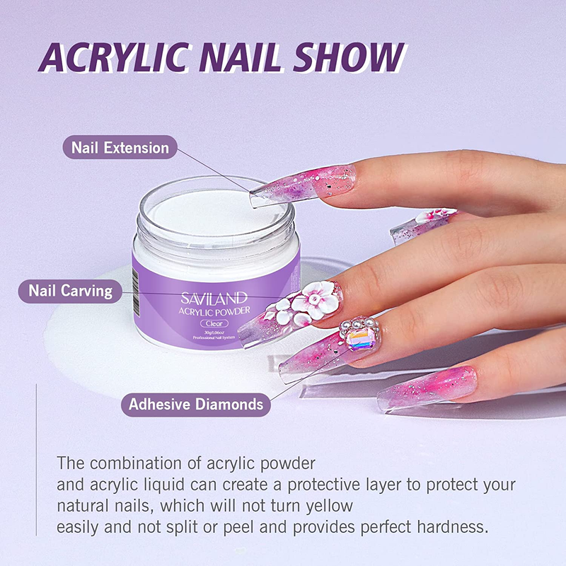 Acrylic Nail Kit – 30G Clear Acrylic Powder & 60Ml Acrylic Liquid Set with Nail 