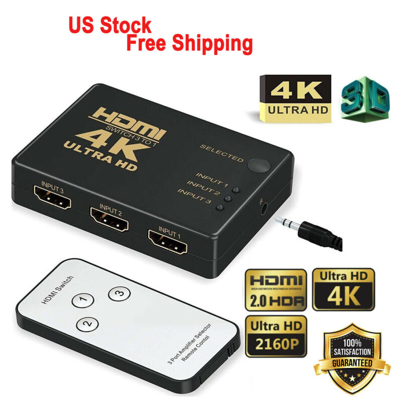 4k Hdmi Switch Splitter 5 Port Selector Switcher Hub Ir Remote Hdtv 5 In 1 Out