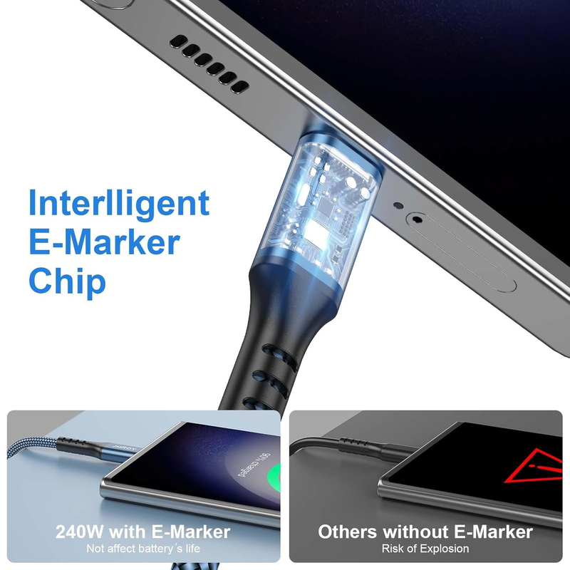 USB C to USB C Charger Cable 240W [2Pack 6FT] Type C Cable Fast Charge for MacBo