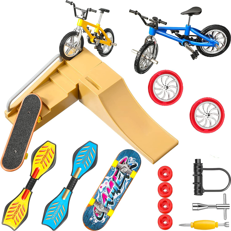 17 Pieces Finger Skateboard Ramp Set Skate Park Kit Ramp Parts Set Mini Finger T