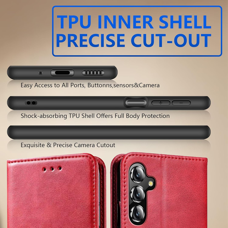 for Samsung Galaxy A16 Case for Samsung A16 Wallet Case Shockproof Flip Flap Mag