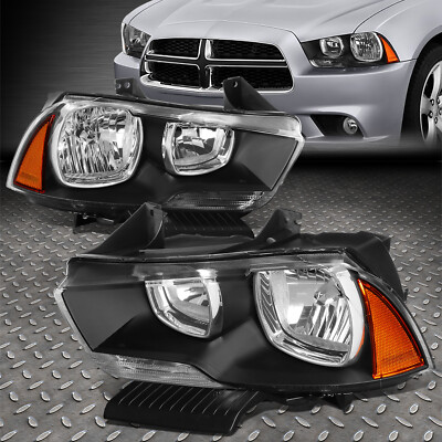 ДЛЯ 11-14 DODGE CHARGER ЧЕРНЫЙ КОРПУС ЯНТАРНЫЙ УГЛОВОЙ ФАР ЗАМЕНА ЛАМП