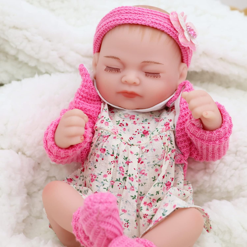 Full Silicone Baby Dolls Girl Vinyl, Reborn Realistic Baby Dolls 10" Li