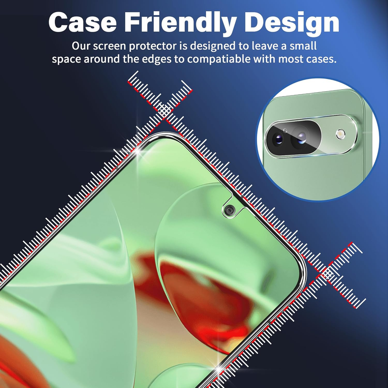 [3+3 Pack] for Google Pixel 9 Screen Protector, 9H Tempered Glass, Ultrasonic Fi