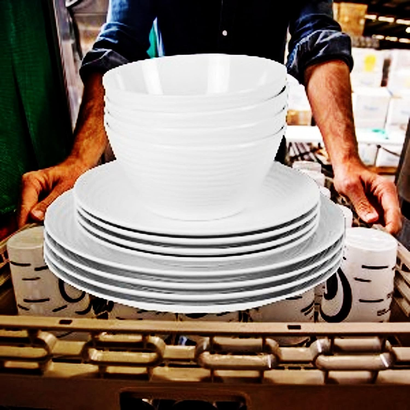 White Melamine Plastic Home Dinnerware Set, 12-Piece Service for 4