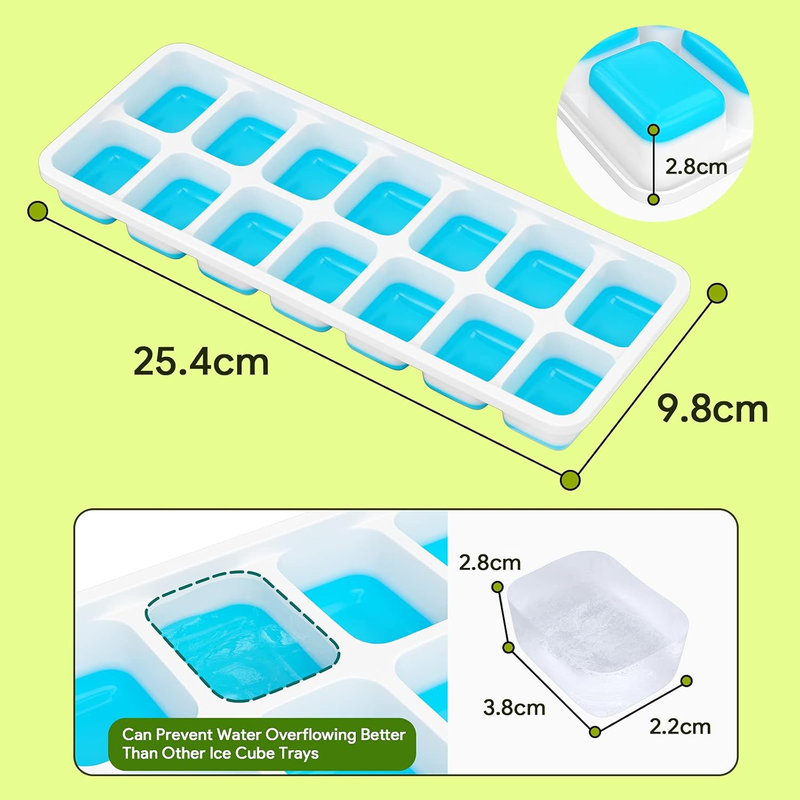 Ice Cube Trays,  Silicone Ice Cube Trays with Removable Lid, Easy-Release Flexib