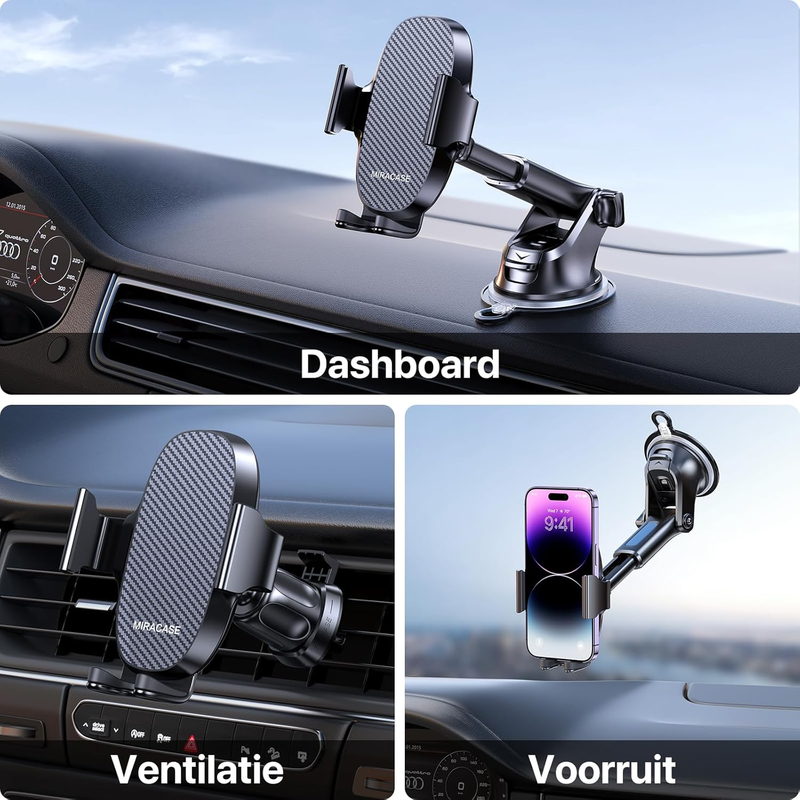 3-in-1 Cell Phone Holder for Car, Universal Car Phone Holder Mount for Car Dashb