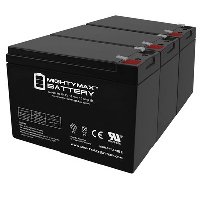 Mighty Max 12V 10AH SLA Battery Replacement for APC BN1250LCD - 3 Pack