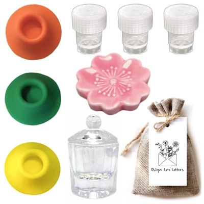 Glass Inkwell Empty Ink Well for Dip Pen and Calligraphy Dip Pen Rest a Set o...