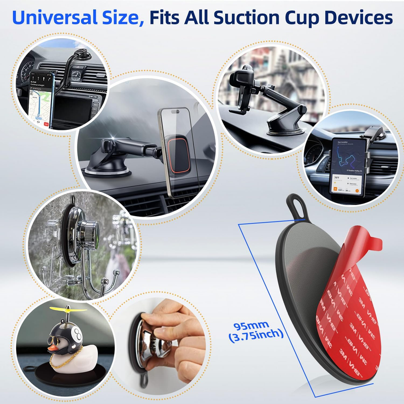 Dashboard Pad Mounting Disk for Suction Cup, Large Plastic 3M Extra Strong Adhes