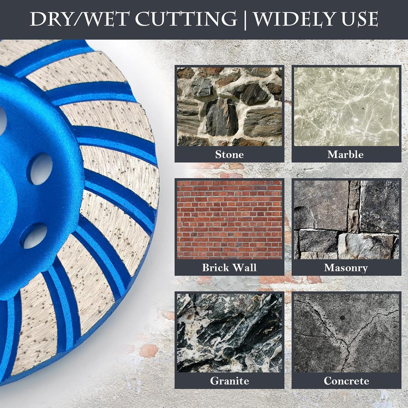 2Pcs Diamond Concrete Grinding Cup Wheels 115mm 4-1/2" Set (Double Row + Turbo R