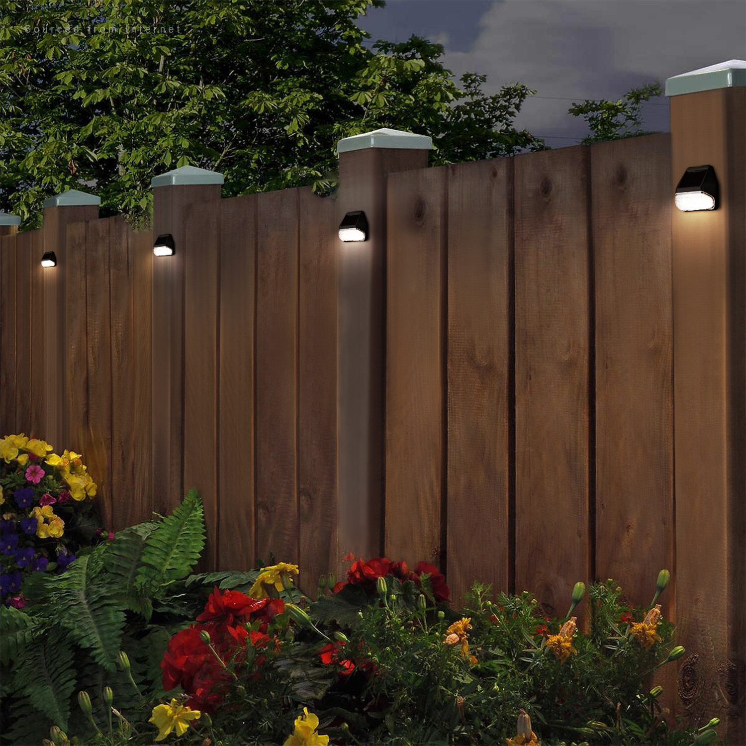 6-Pack Solar-Powered LED Fence Lighting, Dusk-to-Dawn Deck Lights