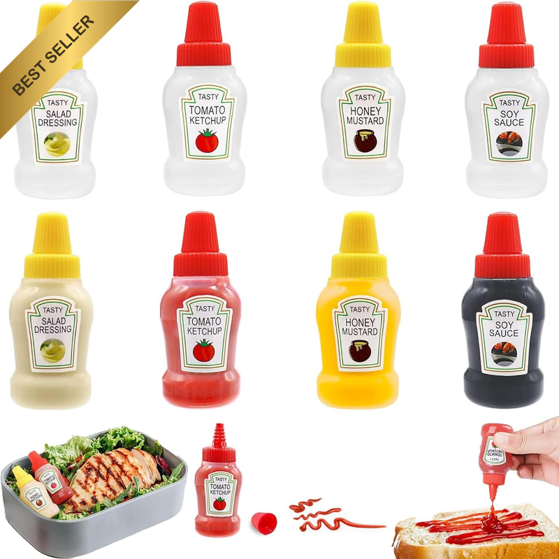 8 Pcs Mini Condiment Squeeze Bottles,25Ml Condiment Squeeze Bottle,Plastic Porta