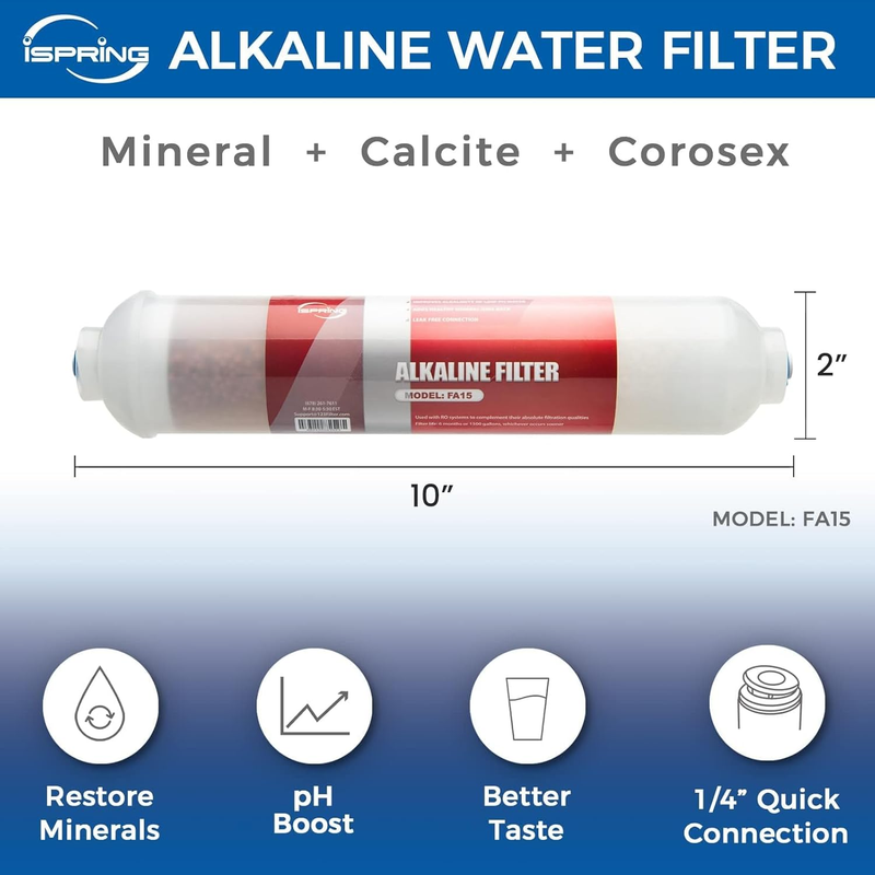 FA15 Alkaline Replacement Water Filter Cartridge, 10-inch Inline Quick Connect 3