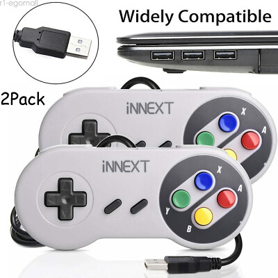 2Pack Retro SNES USB Wired Controller Gamepad Joystick for PC MAC Raspberry Pi