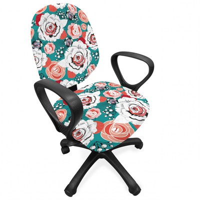 Ambesonne Leaves Pattern Office Chair Slipcover Protective Stretch Cover