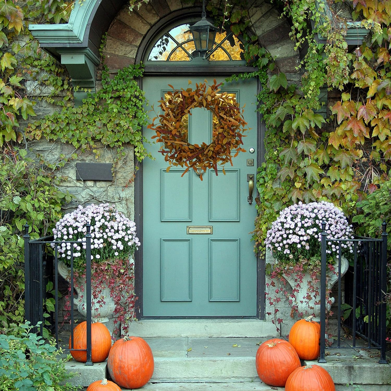 20 inch Fall Wreath Autumn Eucalyptus Harvest with Leaves,Mixed Grain for Front