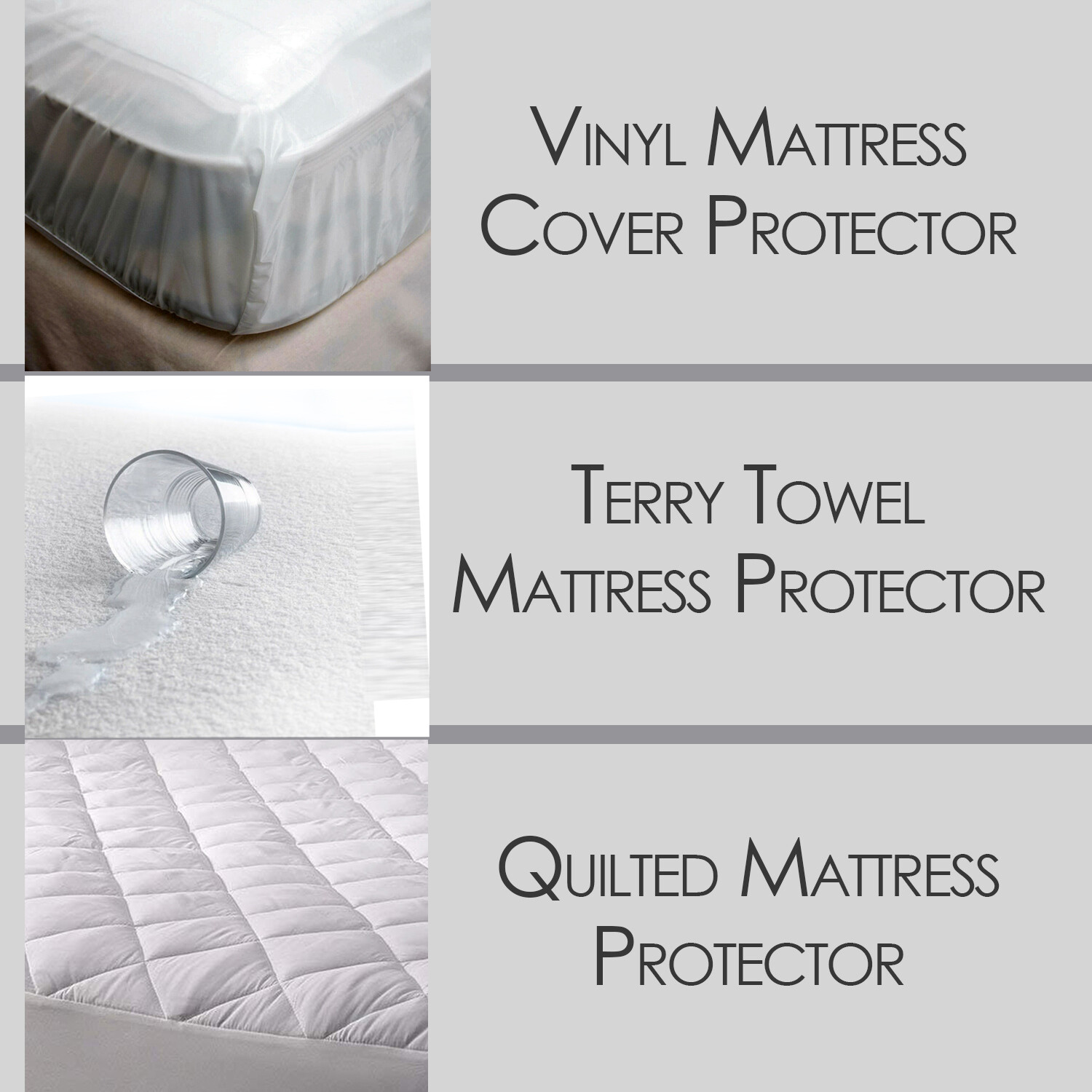 Details about Waterproof Mattress Protector Bed Cover All Sizes in Quilted Terry Towel Vinyl Details about Waterproof Mattress Protector Bed Cover All Sizes in Quilted Terry Towel Vinyl
