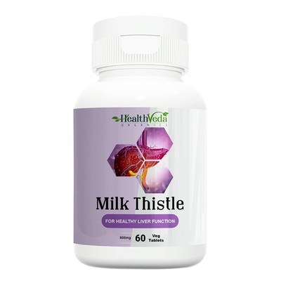 Health Veda Organics Milk Thistle Extract 600 mg pack of 60 tablets FREE SHIP