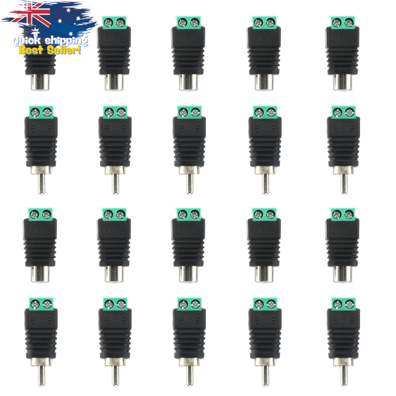 10 Pairs RCA Male Female Plug to AV Screw Terminal Adapter for Audio Video