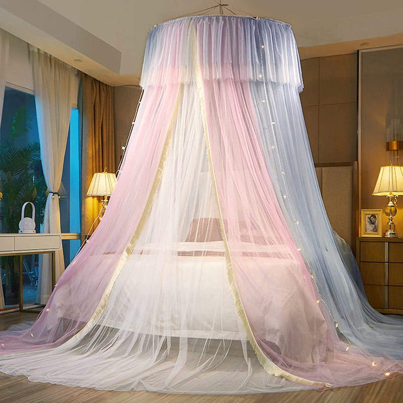 Frame For Bed With Mesh Netting - Queen Size Bed Canopy Steel Frame With