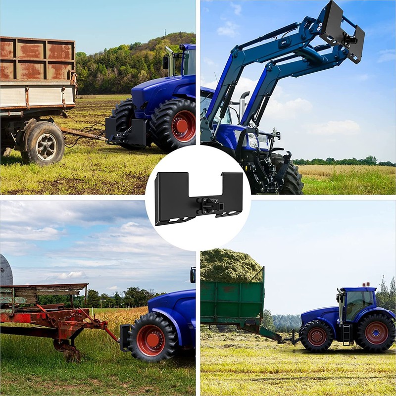 3/8" Thick Skid Steer Mount Plate Quick Attachment w/2" Removable Hitch Receiver