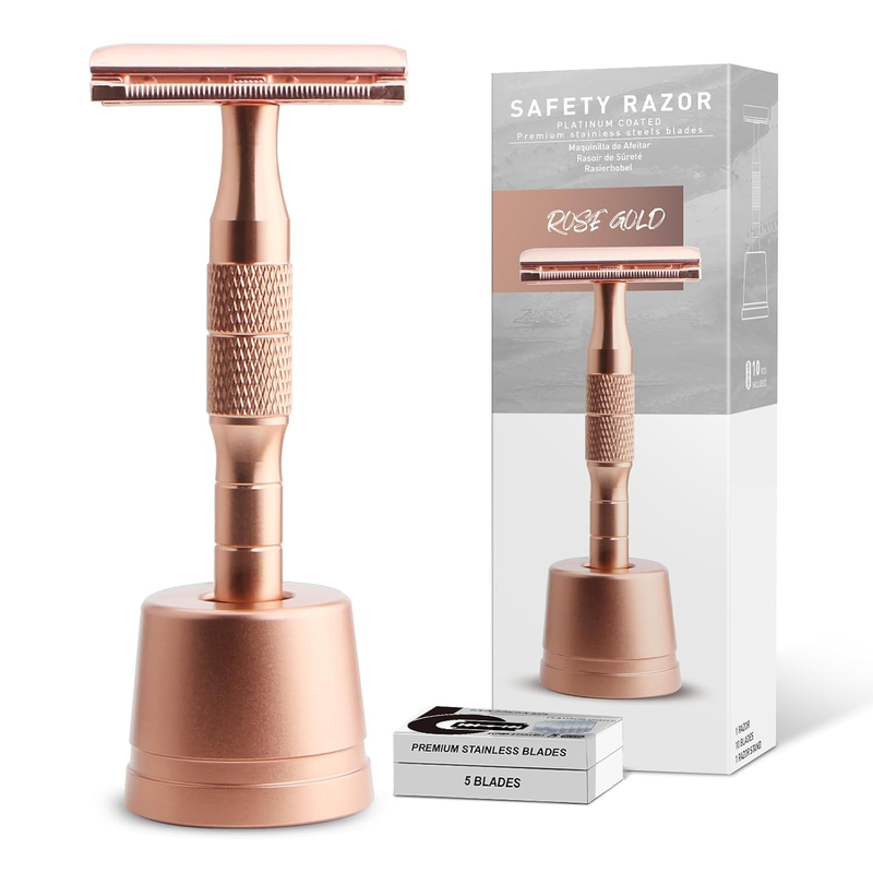 Double Edge Safety Razor for Women, Single Blade Razors for Women, with 10 Plati
