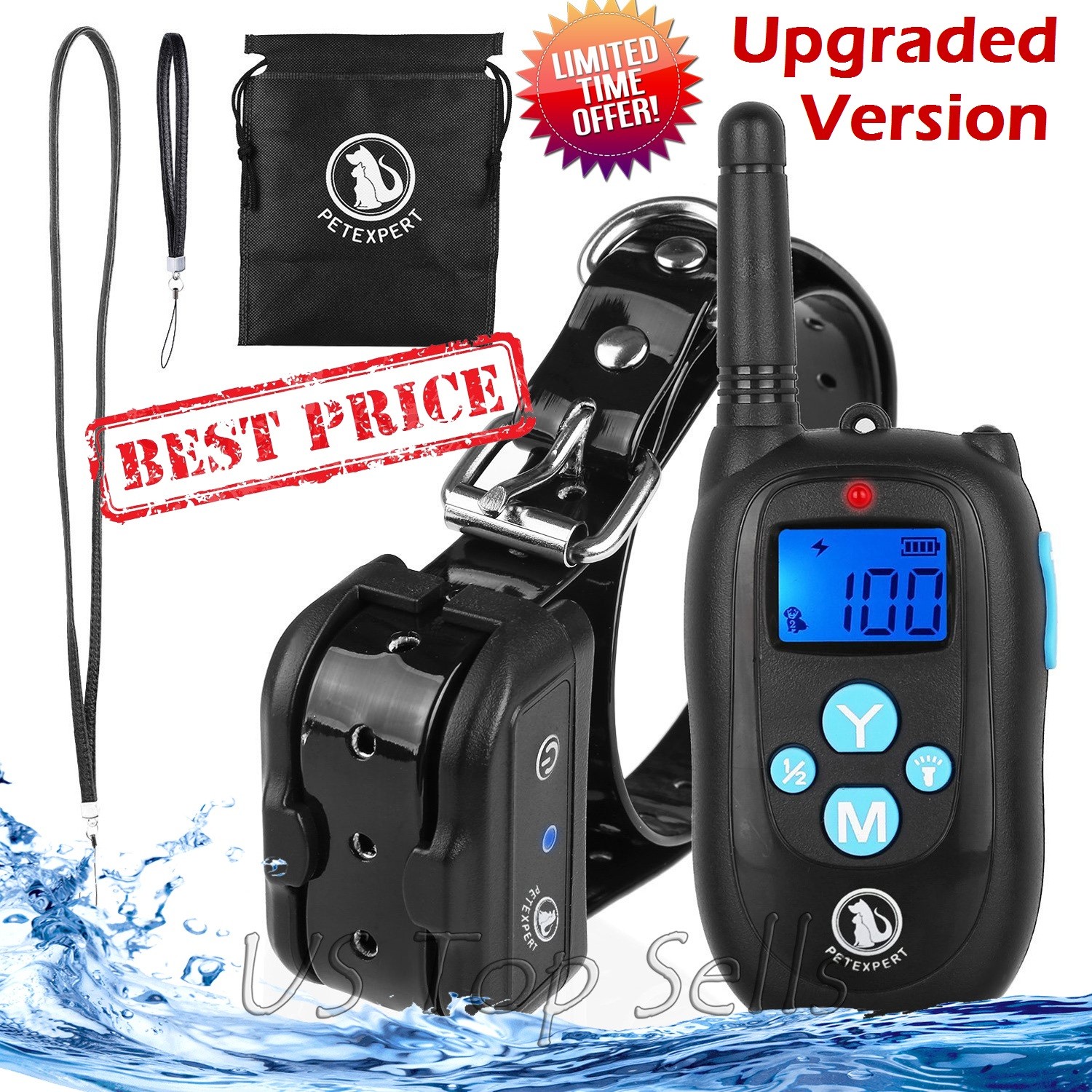 Pet Dog Training Collar Shock Electric Remote Rechargeable Waterproof 1000ft