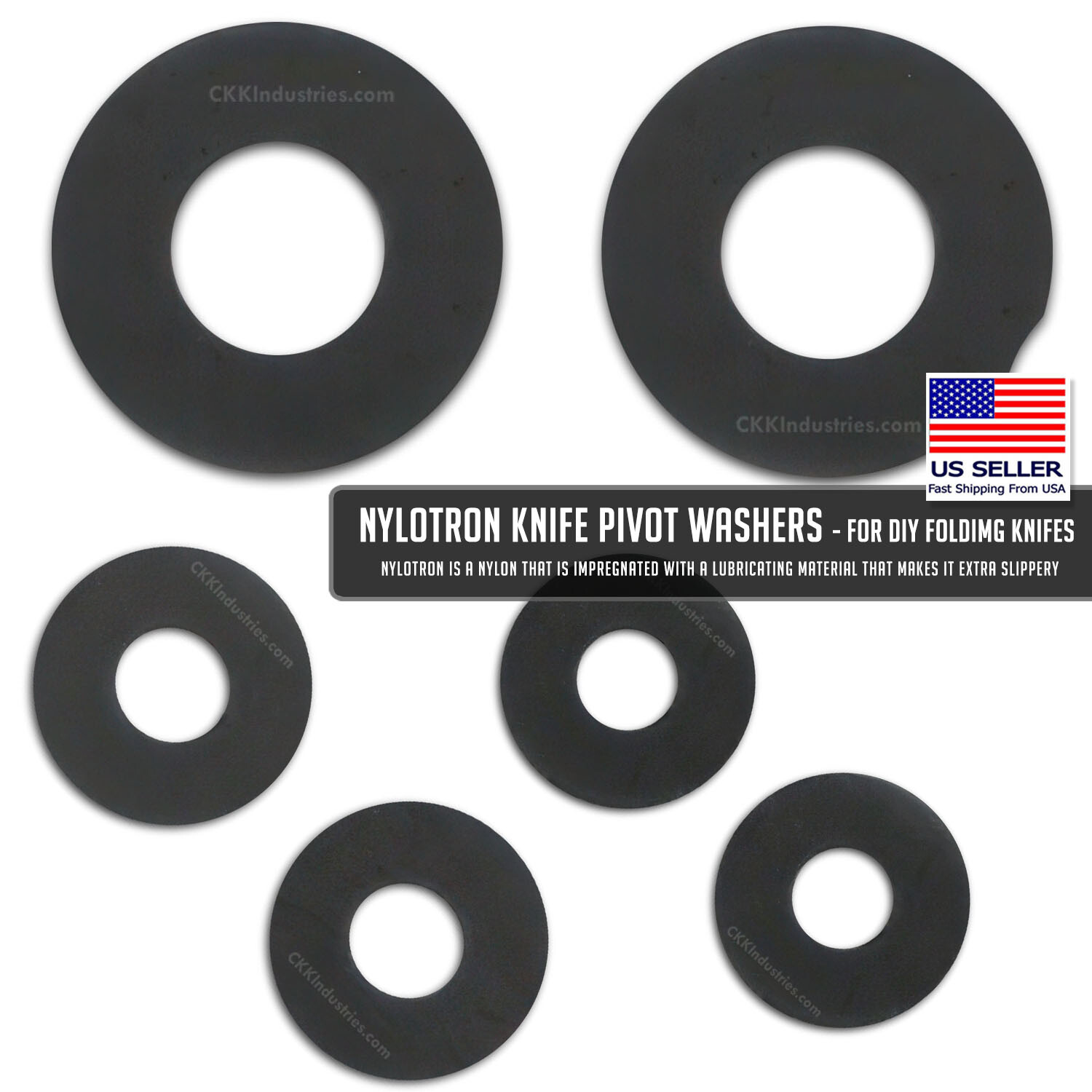 Nylotron Knife Pivot Washers - For Folding Knives - Knife Making - 3 Sizes