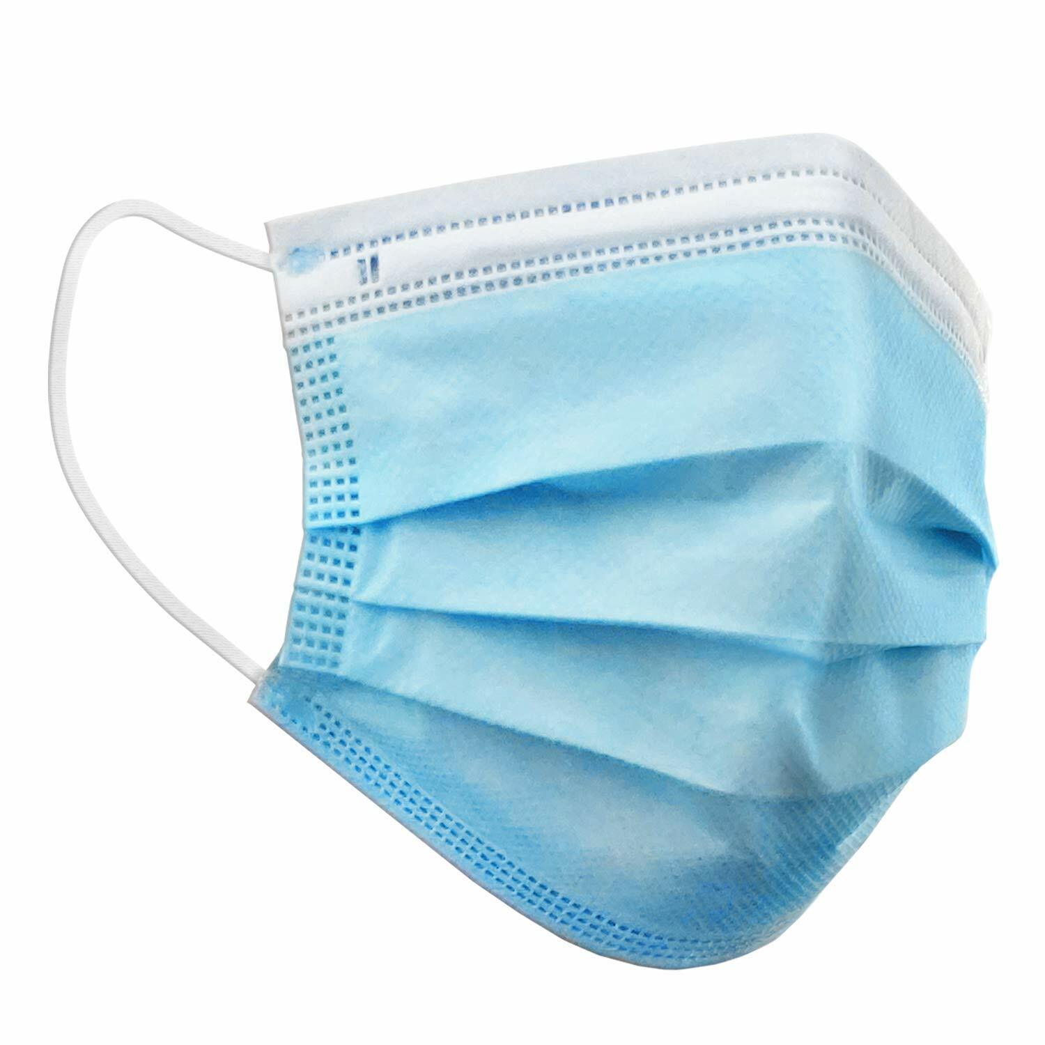 100 pack - Blue Protective Face Mask - 3 ply - Ships