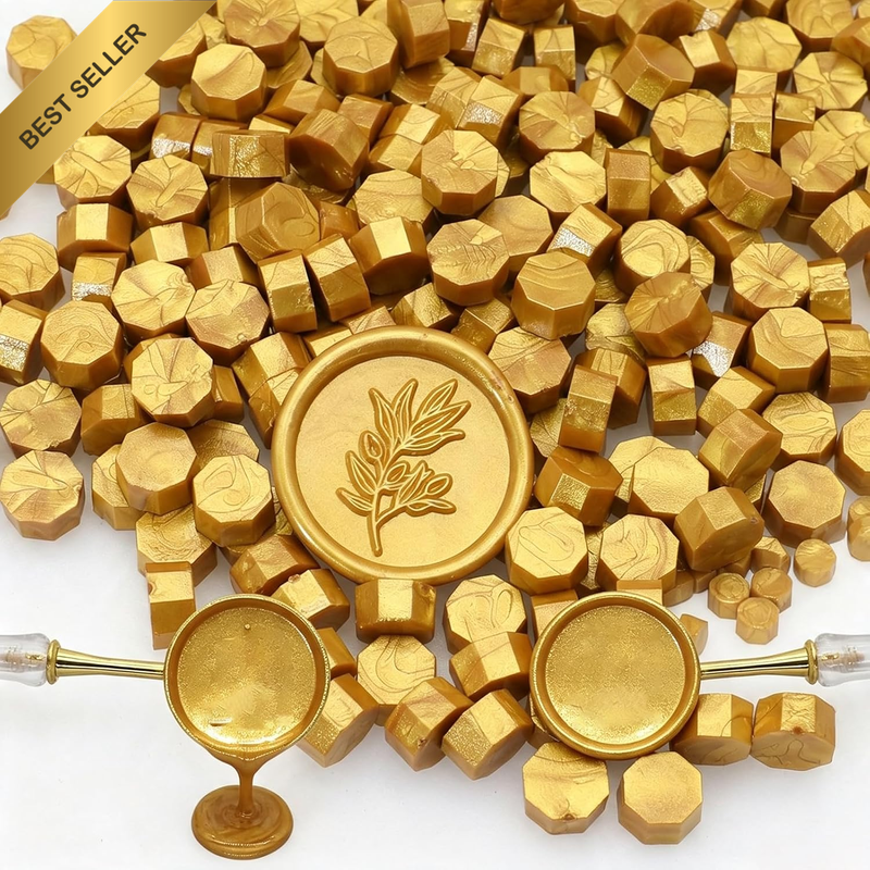 600Pcs Vintage Gold Wax Seal Beads, Premium Sealing Wax Pellets for Stamp Seals,