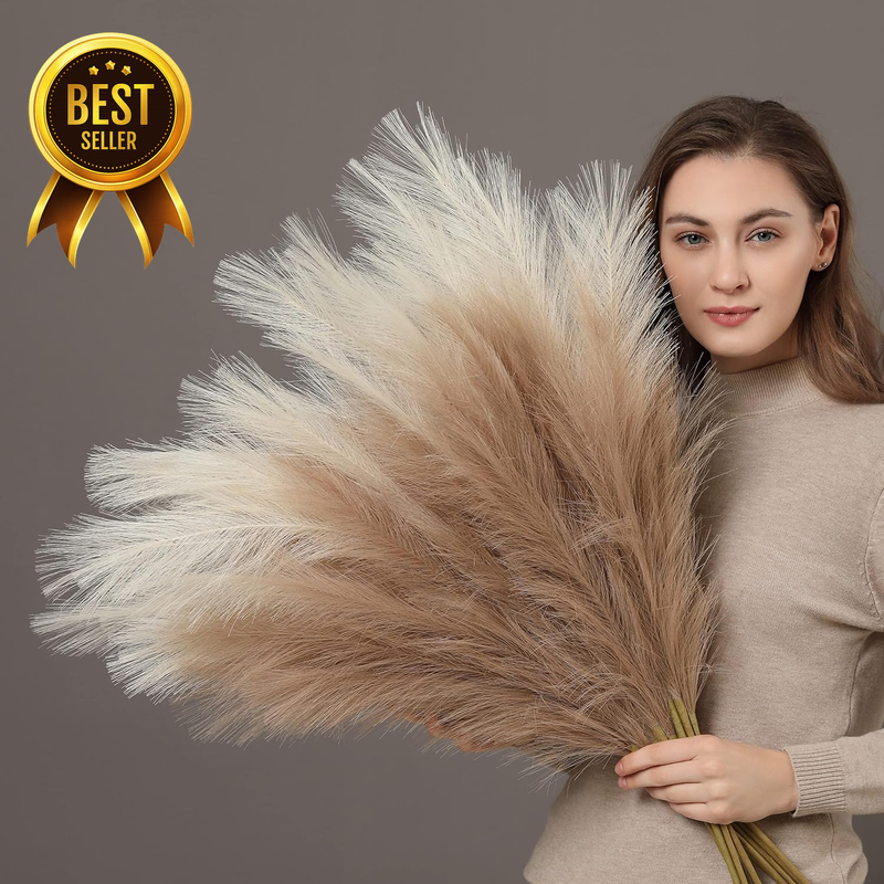 38-Inch 9-Piece Natural-Beige Tall Faux-Pampas-Grass Decor