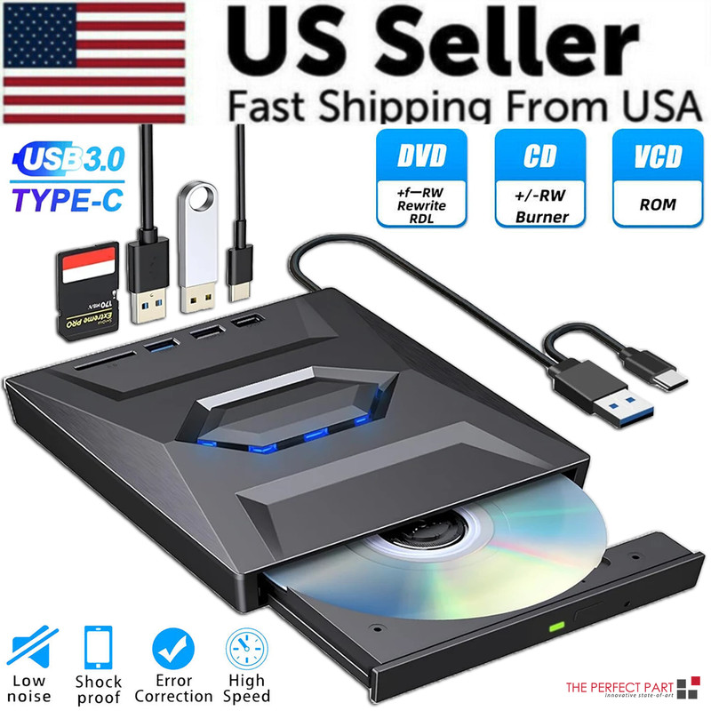 External CD DVD Drive USB 3.0 Writer Burner Player for