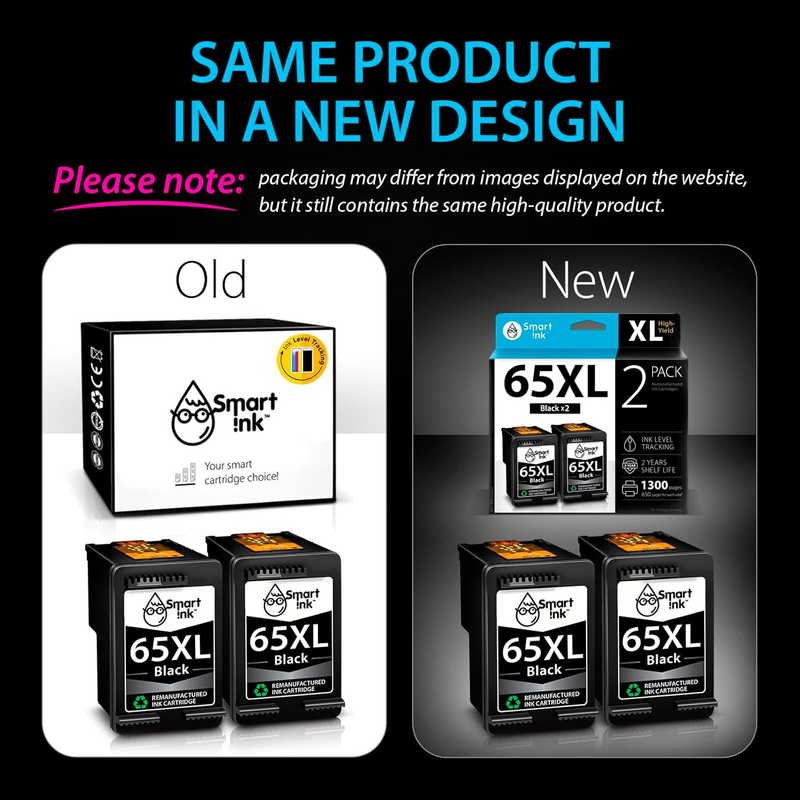Ink Cartridges Replacement for HP 65 XL HP 65XL (2 Black Combo Pack) to use with