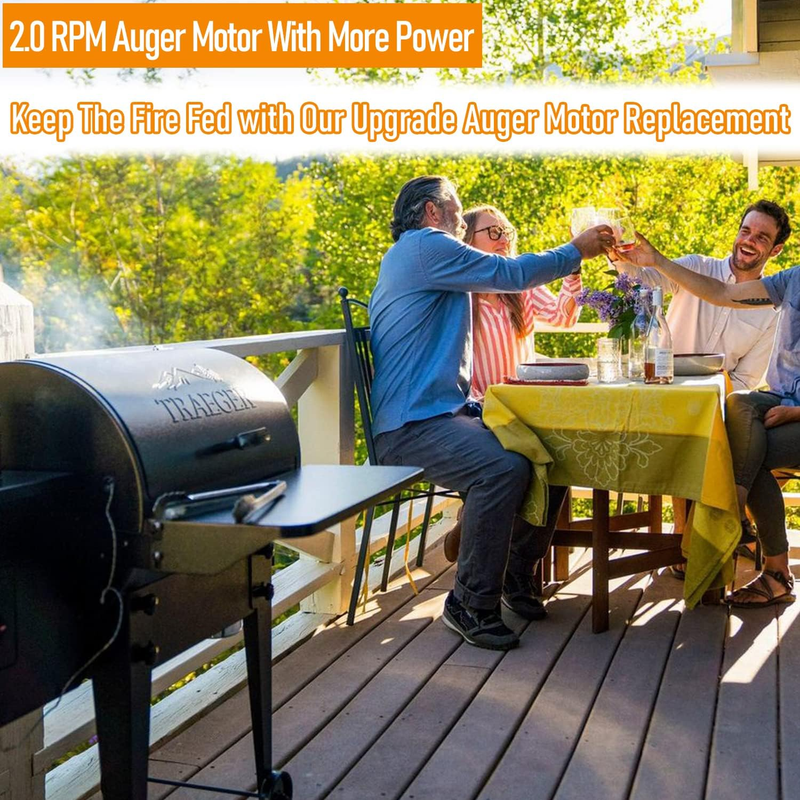 Auger Motor for Traeger Pit Boss Camp Chef Pellet Grills Upgraded 2.0 RPM 2 Pole