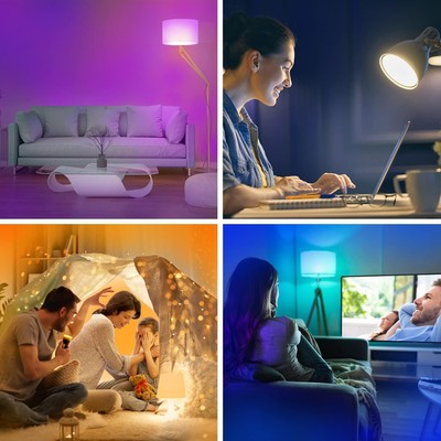 Smart Light Bulbs 4Bulbs,Bluetooth Light Bulbs No Hub Required, RGB