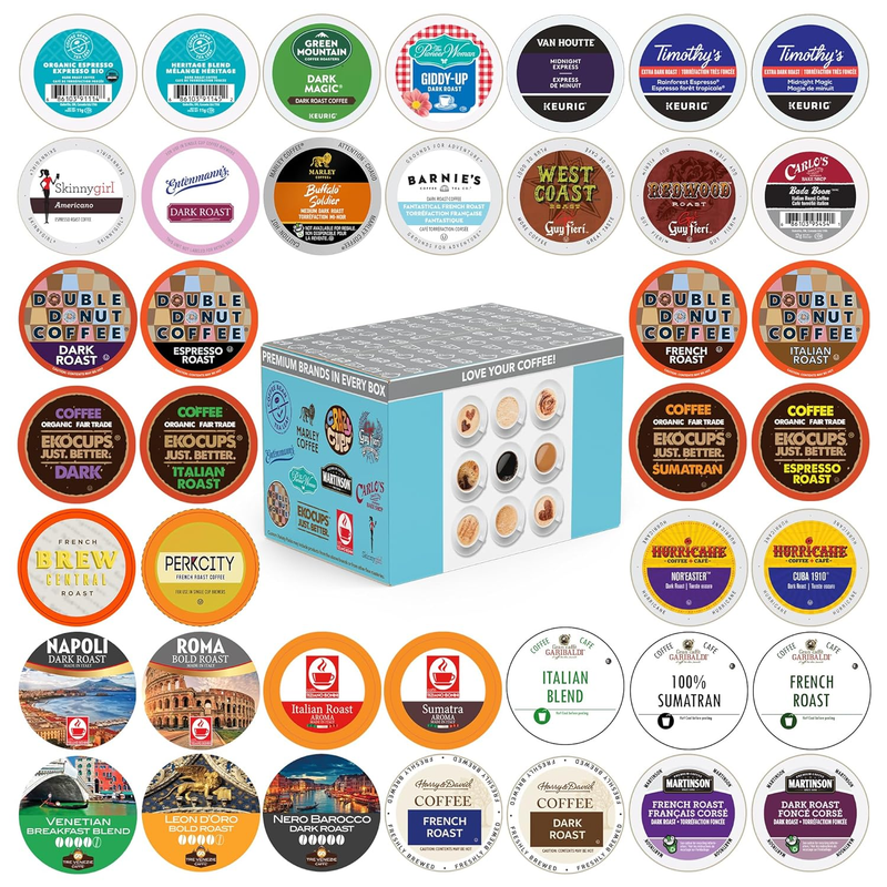 Coffee Pod Variety Pack, Single Serve Cups, Original Version, Bold & Dark Roast,