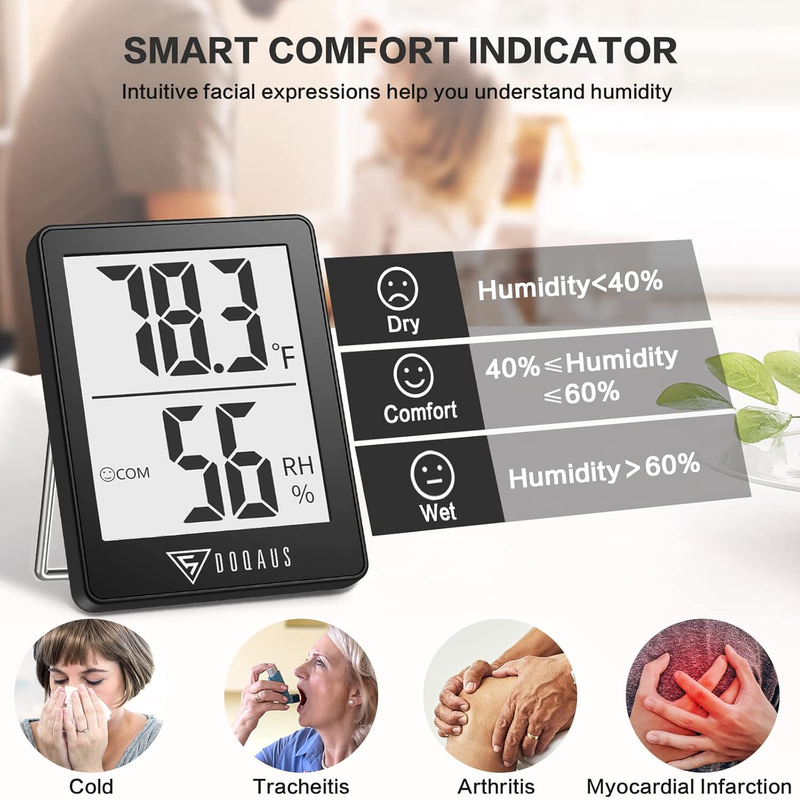 Digital Hygrometer Indoor Thermometer, Humidity Meters, Room Thermometer and Hum