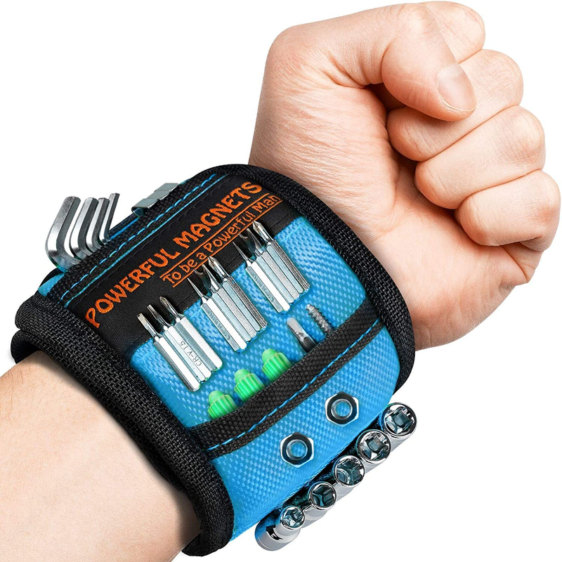 Magnetic Wristband Stocking Stuffers for Men, Strong Tool Belt with 15 Magnets f
