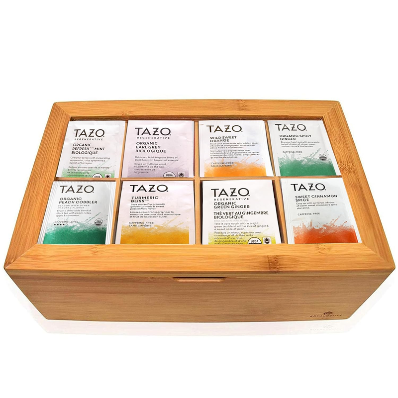 Bags Sampler Variety In Bamboo Tea Bag Organizer 80 Count 16