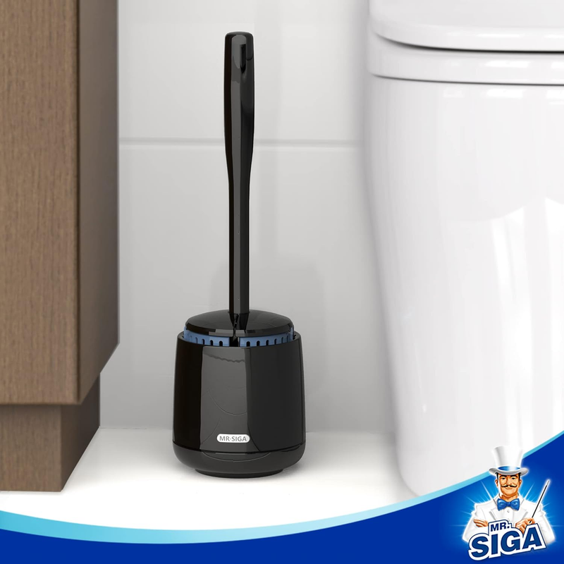 Premium Toilet Bowl Brush and Holder with Solid Handle and Durable Bristles for