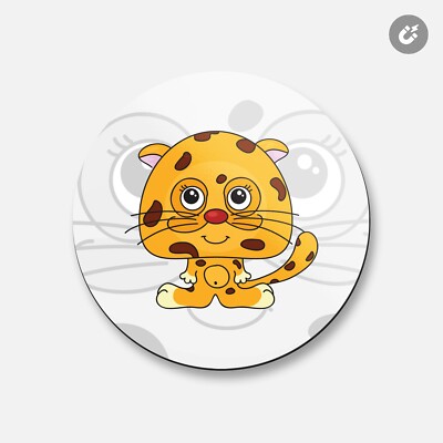 Leopard Cub Funny Animal | 4'' X 4'' Round Decorative Magnet