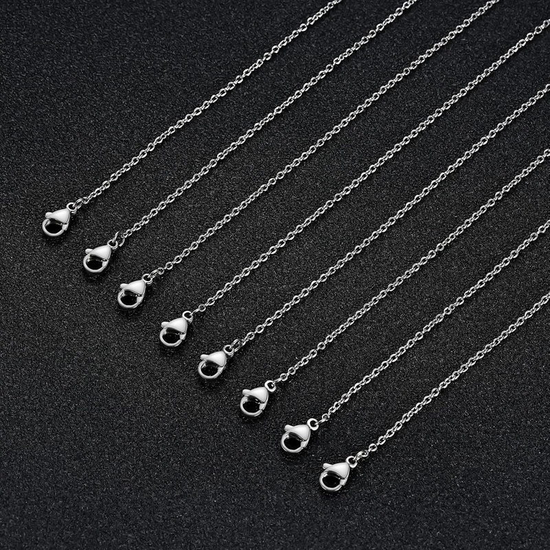 Stainless Steel Chain Bulk:  Silver Chain Necklace Pack 1.5 mm Thin Chains 35 Pa