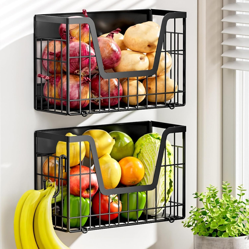 2 Set Magnetic Shelf for Fridge, Fruit Potato & Onion Storage Bins, Magnetic She