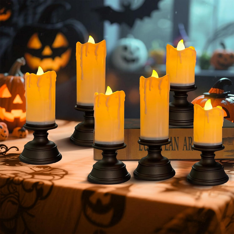 Halloween Deko Led Kerzen 6Er Set, Lichterkette Flackernde, Flammenlose Hallowee