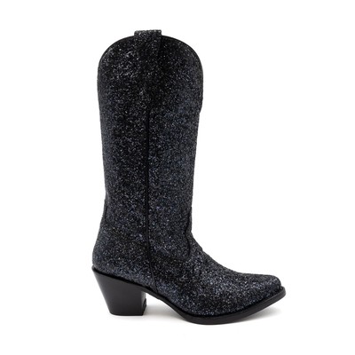 Pre-owned Ferrini Womens Dazzle V-toe Black Textile Cowboy Boots