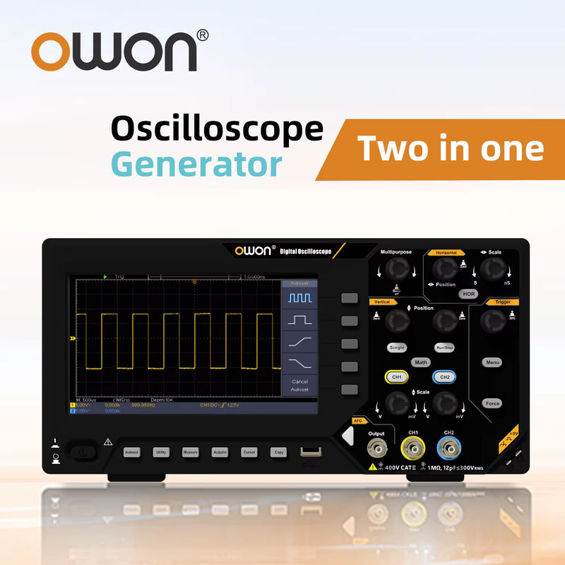 Digital Oscilloscope SDS200 2-channels 100Mhz 150Mhz 200Mhz 1GS/s FFT+ 25MHz 14B