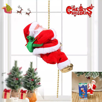 Electric Christmas Santa Claus Musical Toy Climbing Rope Ladder Tree Fireplaces