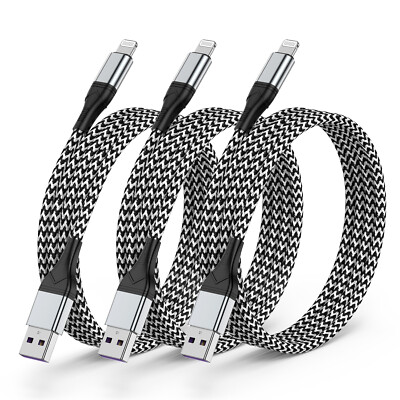 3 Pack Fast Charger Cable Heavy Duty For iPhone 14 13 12 11 XR 8 7 Charging Cord